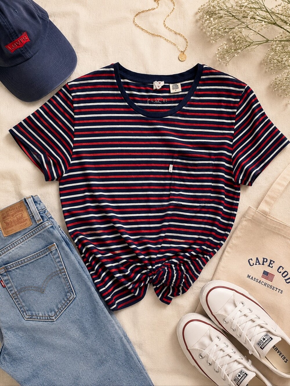 French Girl Nautical Vintage Style T-shirt